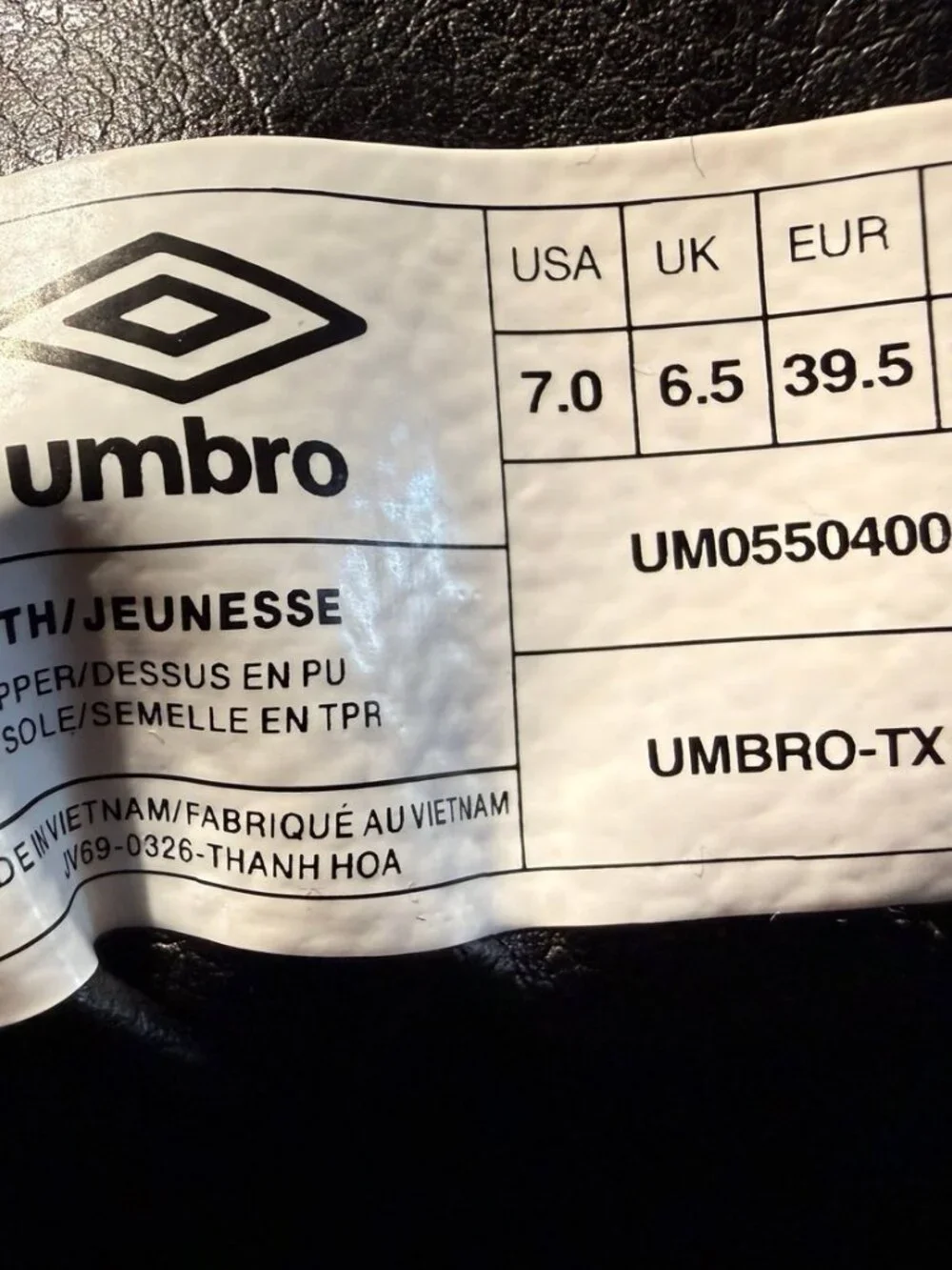 New W/out Box Umbro Sneakers Size 7 Black PU Upper Gum Sole